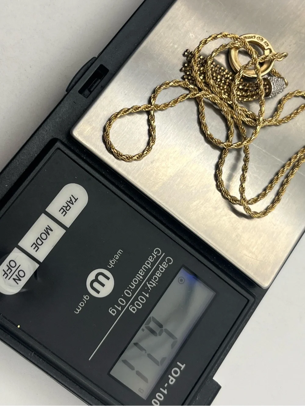 Lariat tassel necklace gold over sterling silver CZ chain